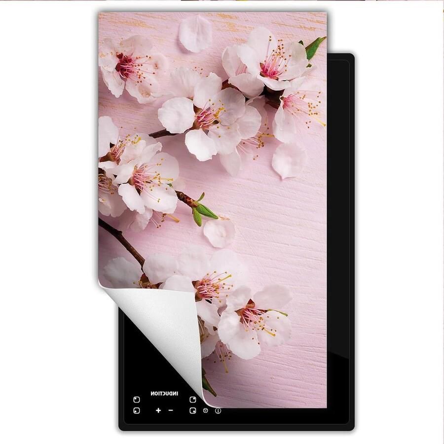 Afdekplaat inductiekookplaat Kookplaat beschermer Keuken decoratie Anti slip oppervlak 30x52 cm Roze bloemen