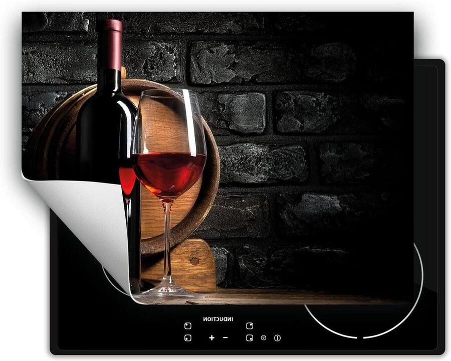 Afdekplaat inductiekookplaat Kookplaat beschermer Keuken decoratie Antislip vinyl 70x52 cm Wijn Zwart