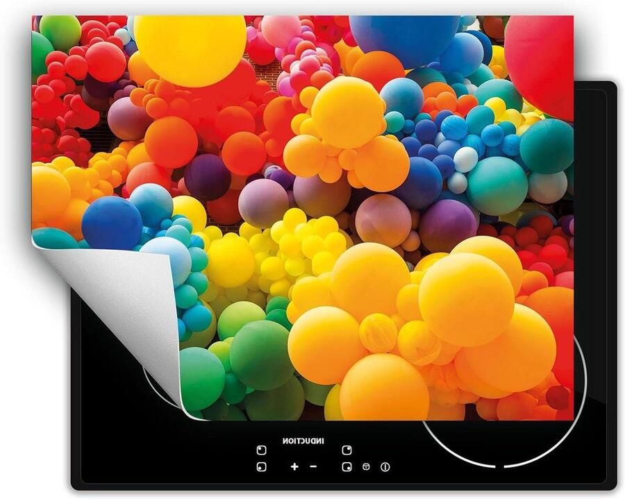 Afdekplaat inductiekookplaat Kookplaat beschermer Keuken decoratie Antislip vinyl 80x52 cm Kleurrijke ballen