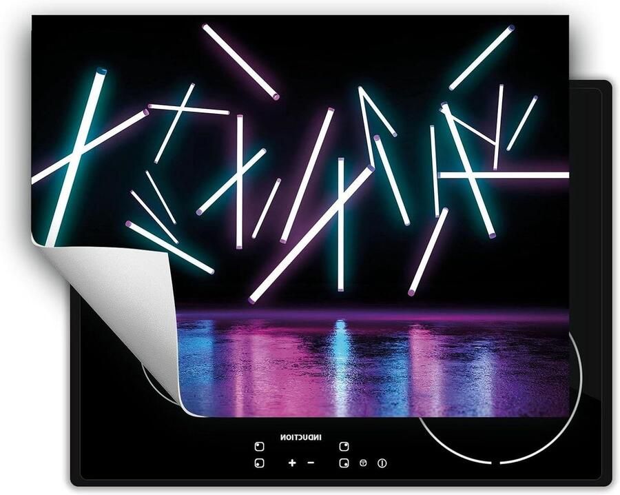 Afdekplaat inductiekookplaat Kookplaat beschermer Keukenwerkblad Antislip vinyl 80x52 cm Neon zwart