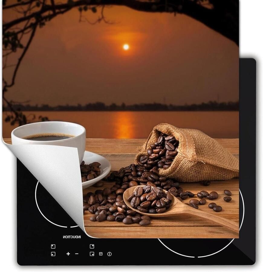Afdekplaat Inductiekookplaat Kookplaat Beschermer Mat Extra Werkruimte Keuken Anti Slip Vinyl 60x52 cm Koffie Zonsondergang