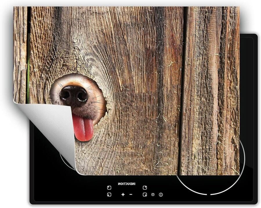Afdekplaat inductiekookplaat Kookplaat beschermer mat Keuken werkruimte creëren Antislip vinyl materiaal 80x52 cm Hond Hout