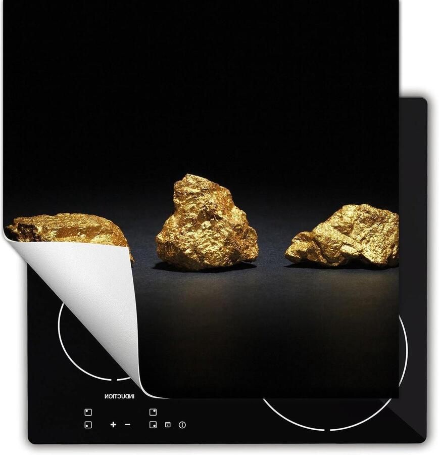 Afdekplaat Inductiekookplaat Kookplaat Beschermer Mat Keuken Werkruimte Creëren Antislip Vinyl Materiaal 60x52 cm Goud Zwart