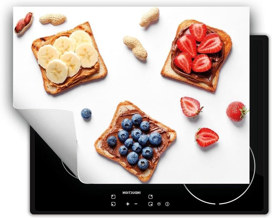 Afdekplaat inductiekookplaat Werkbladbeschermer keuken Extra werkruimte Antislip vinyl 70x52 cm Wit