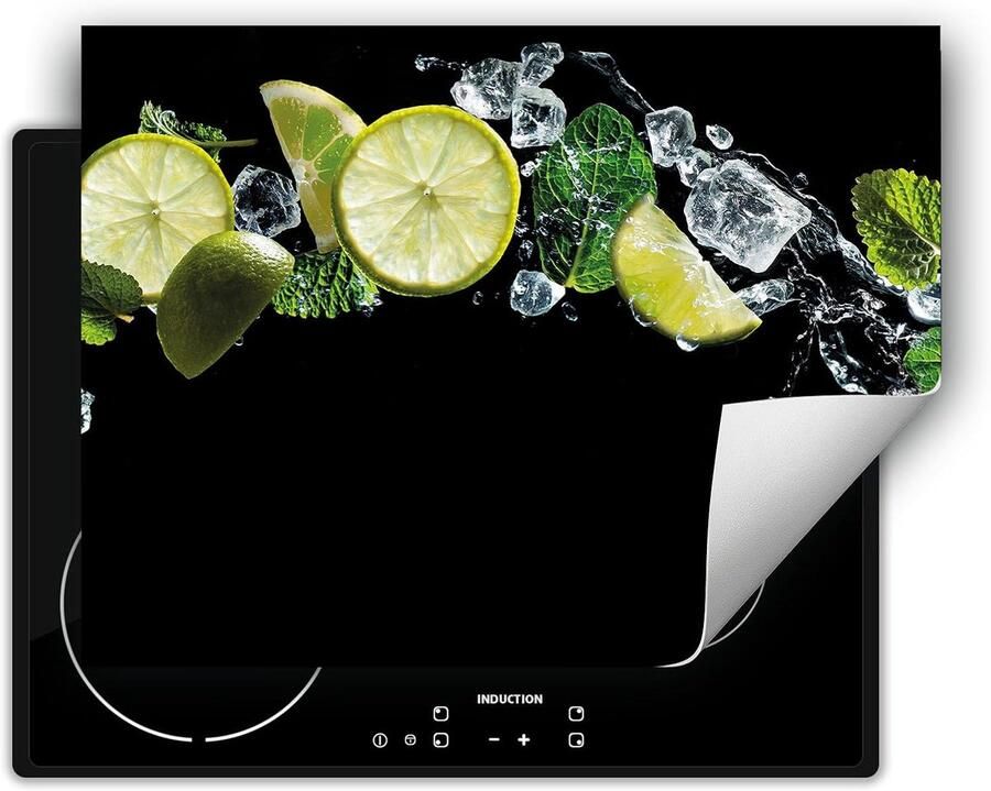 Afdekplaat inductiekookplaat Werkbladbeschermer keuken Extra werkruimte creëren Antislip vinyl materiaal 80x52 cm Zwarte kalk