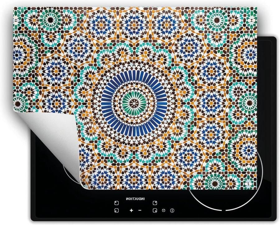 Afdekplaat Inductiekookplaat Werkbladbeschermer Keuken Koken en Bakken Antislip Vinyl Materiaal 70x52 cm Mozaïek Gekleurd