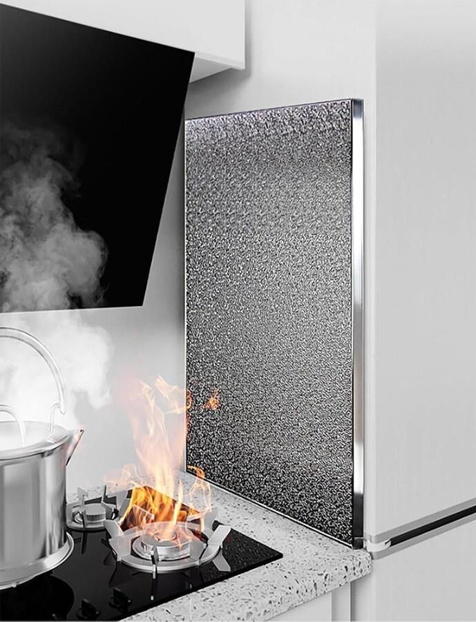Afdekplaat Keuken Spatbescherming Olie Kookplaat Beschermen Hittebestendig Aluminium 40 x 60 cm Zilver