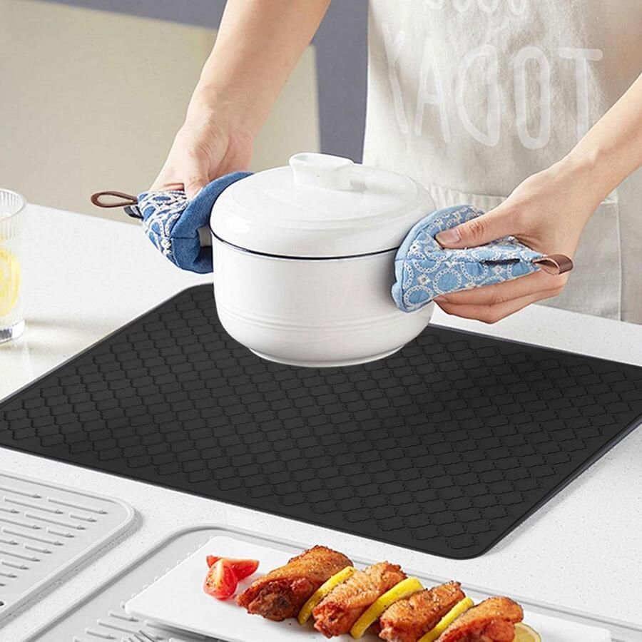 Afdekplaat Kookplaat Beschermmat Fornuis Keuken Organiseren Hittebestendig Siliconen 71 x 50 cm Grijs