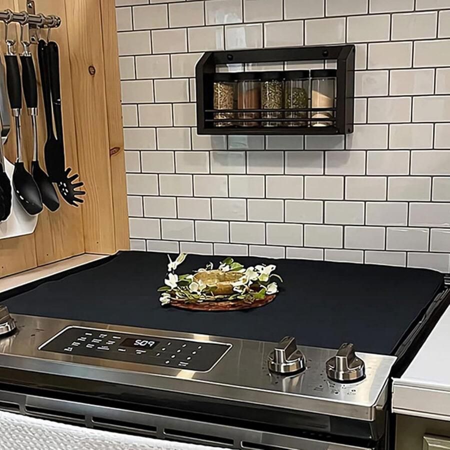 Afdekplaat Kookplaat Beschermmat Fornuis Koken & Bakken Antislip & Wasbaar 30x12.3 cm Zwart