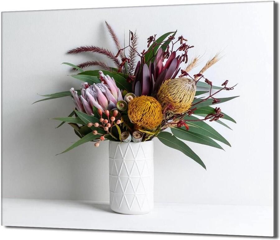 Afdekplaat Kookplaat Beschermplaat Glas Keuken Beschermen Gehard Glas 60x52 cm Bloemen