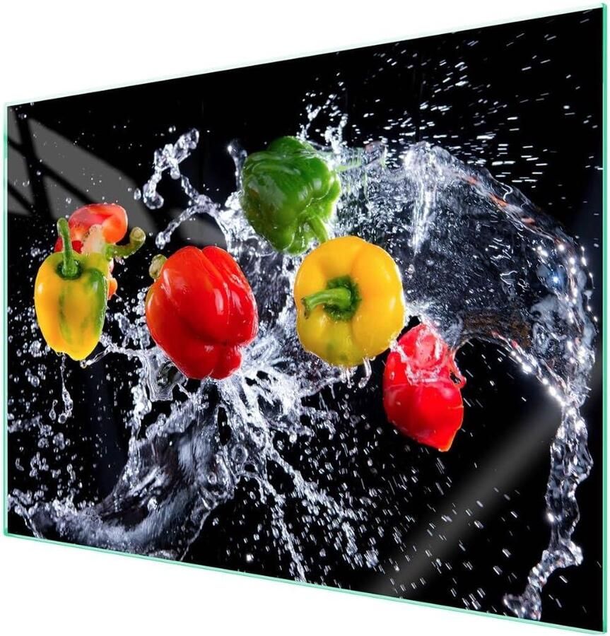 Afdekplaat Kookplaat Fornuisbeschermer Glasplaat Keuken Beschermen Gehard Glas 70 x 52 cm Veelkleurig