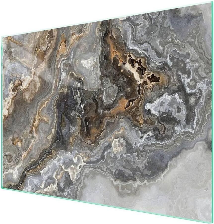 Afdekplaat Kookplaat Glazen Paneel Keuken Beschermen Hittebestendig Glas 70 x 52 cm Marmer Look