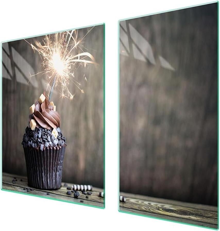 Afdekplaat Kookplaat Set Beschermplaat Glas Keuken Beschermen Krasbestendig Gehard Glas 90 x 52 cm Desserts