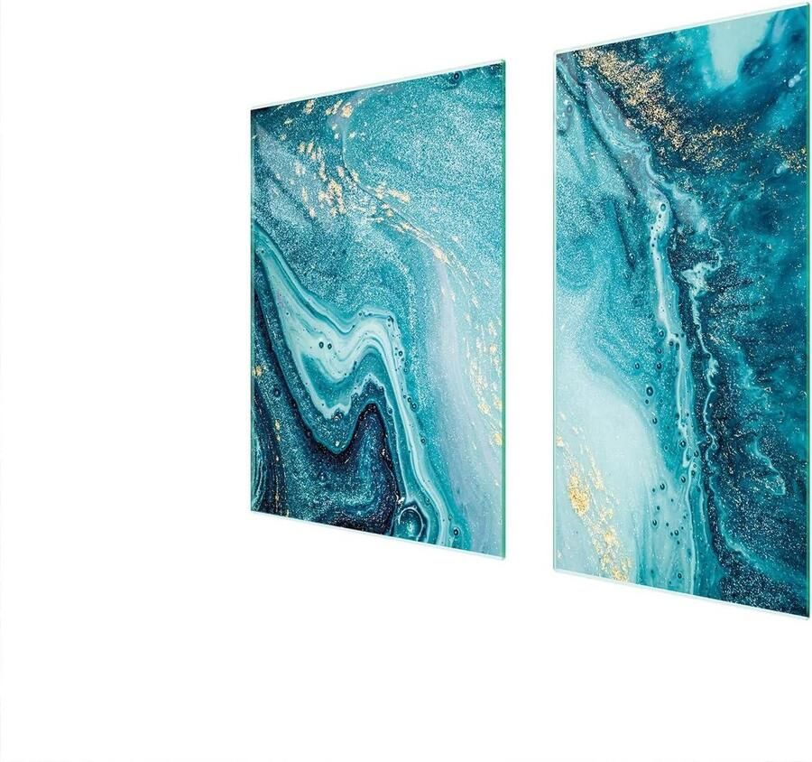 Afdekplaat Kookplaat Spatbescherming Glasplaat Keuken Beschermen Gehard Glas 75 x 52 cm Marmer