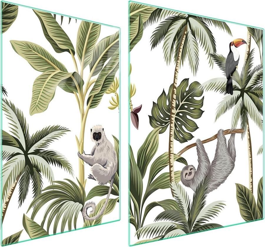 Afdekplaat Kookplaat Werkblad Beschermer Keuken Decoratie Gehard Glas 70x52 cm Bladeren Motief