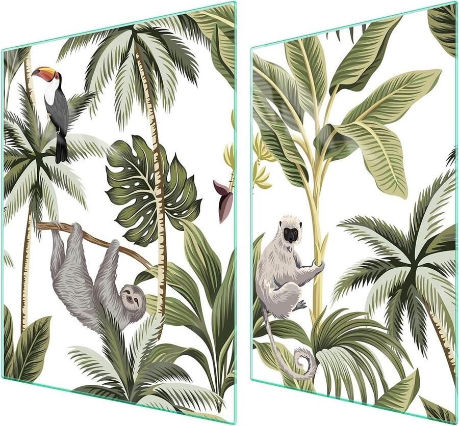 Fornuis Afdekplaten Kookplaat Beschermers Keuken Decoratie Gehard Glas 70x52 cm Bladeren