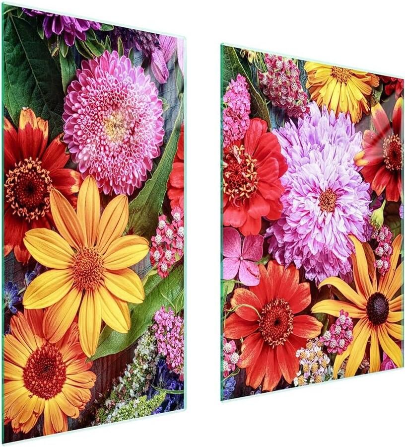 Afdekplaat Set Kookplaat Beschermers Keuken Beschermen Gehard Glas 75 x 52 cm Bloemen