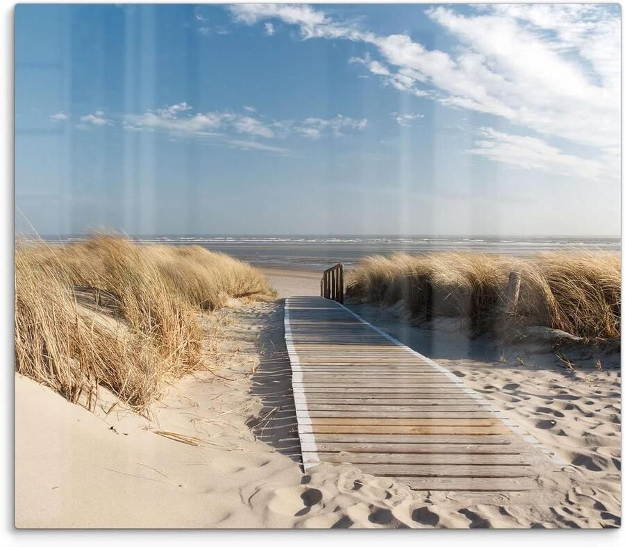 Afdekplaat voor fornuis Glasplaat kookplaat Keukenwerkblad beschermen 3D diepte-effect 60 x 52 cm Zee strandmotief