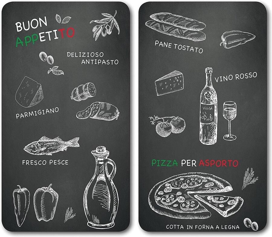 Afdekplaat voor fornuis Glazen snij- en serveerplaat 52x30 cm zwart rood wit groen