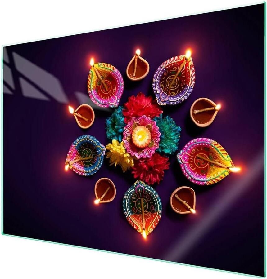 Afdekplaat voor fornuis Kookplaat beschermer Keuken decoreren Gehard glas 70 x 52 cm Veelkleurig - Foto 2