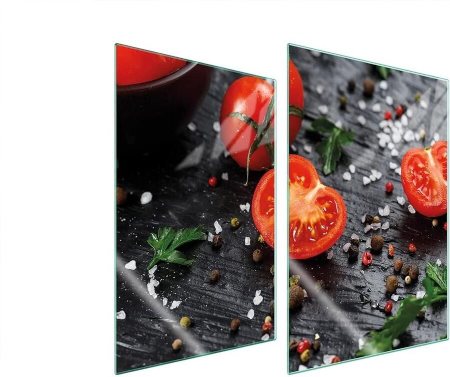 Afdekplaat voor fornuis Kookplaat deksel Keukenbescherming Gehard glas 35 x 52 cm Tomaat