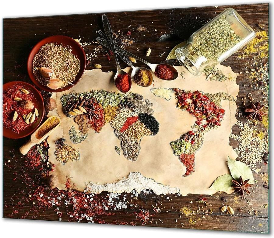 Afdekplaat voor fornuis Kookplaatbeschermer Glasplaat Keuken Beschermen Gehard Glas 60 x 52 cm Meerkleurig