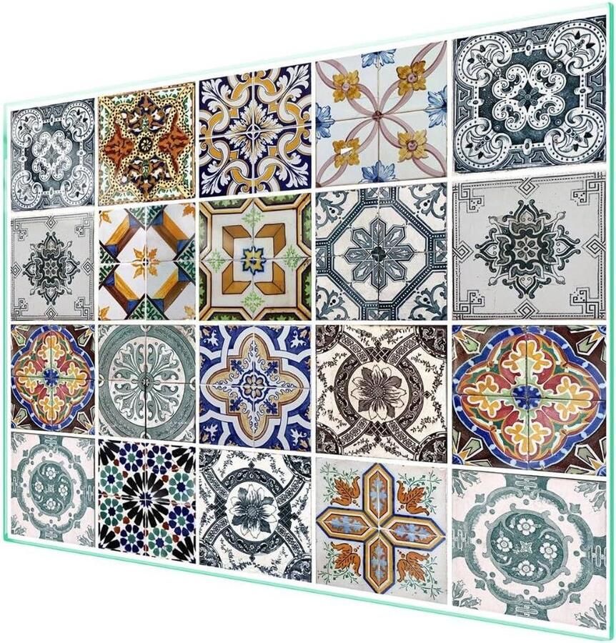 Afdekplaat voor fornuis Werkbladbeschermer Glasplaat Keuken Beschermen Gehard Glas Mozaïek 70 x 52 cm Veelkleurig