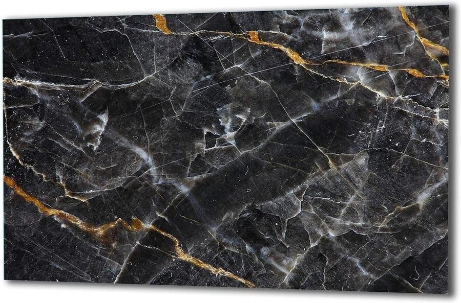 Afdekplaat voor fornuis Werkbladbeschermer kookplaat Keuken beschermen Gehard glas 80 x 52 cm Zwart marmer