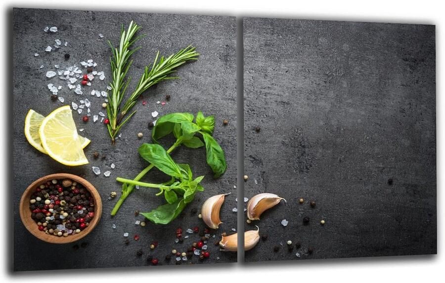 Afdekplaat voor keramische kookplaat 2-delige set 80 x 52 cm multifunctioneel en spatbescherming