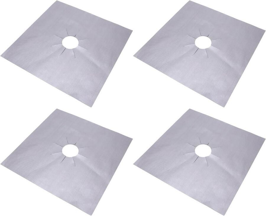 Afdekplaatjes Gasfornuis Branderhoezen Kookplaat Keuken Beschermen Anti-aanbak PTFE 27 x 27 Cm Zilver