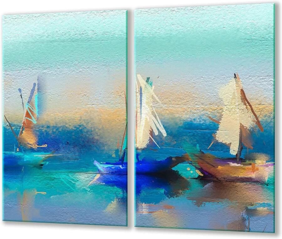 Afdekplaten fornuis Kookplaat beschermers Keuken beschermen Gehard glas 2x 30x52 cm Blauw