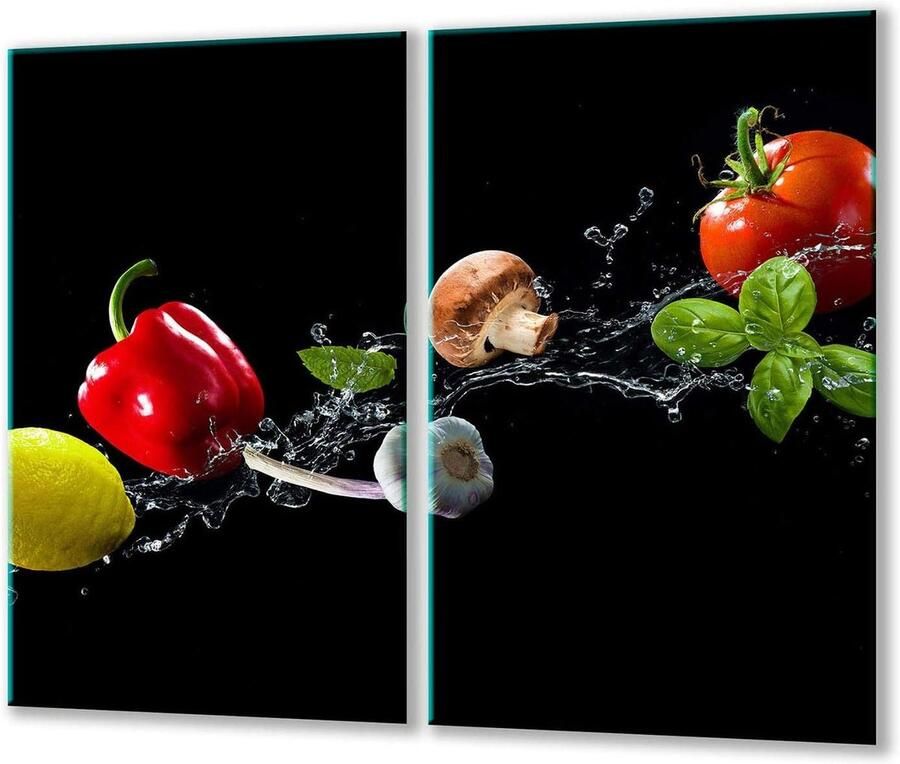 Afdekplaten fornuis Kookplaat deksel Keuken organiseren Gehard glas 2 x 30 x 52 cm Zwart