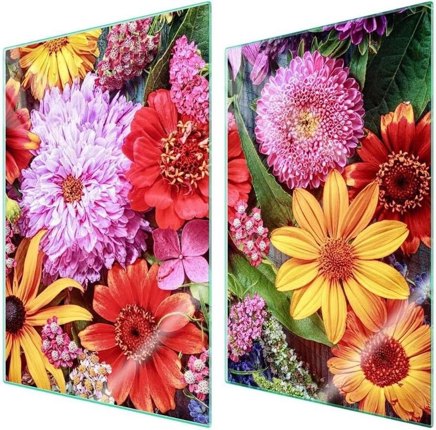 Afdekplaten fornuis Werkblad beschermers Keuken decoratie Gehard glas 2 x 35 x 52 cm Veelkleurig