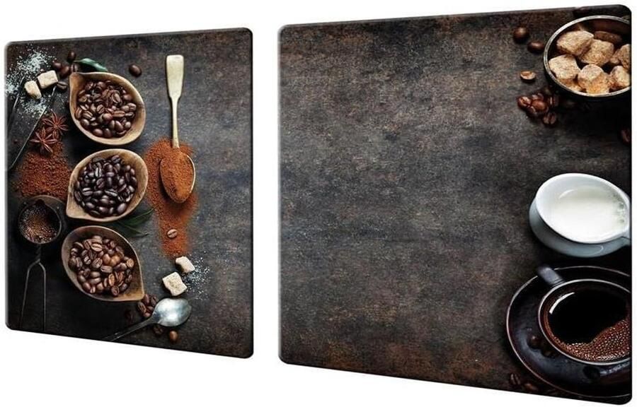 Afdekplaten fornuis Werkblad beschermers Kookplaat afdekken Gehard glas 2x 40x52 cm Koffiebruin