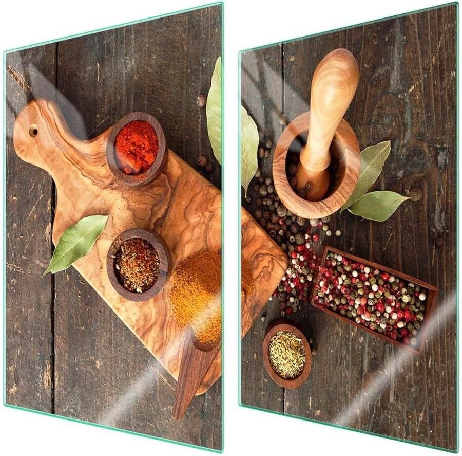 Afdekplaten fornuis Werkbladbeschermers glas Keuken beschermen Kras- en slagvast 2x 35x52 cm Veelkleurig