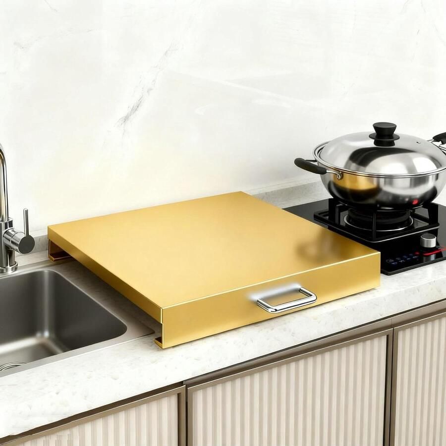 Afdekplaten Gasfornuis Kookplaat Deksel Keukenruimte Vergroten Met Handgrepen 30 35 x 40 45 48 cm Zilver