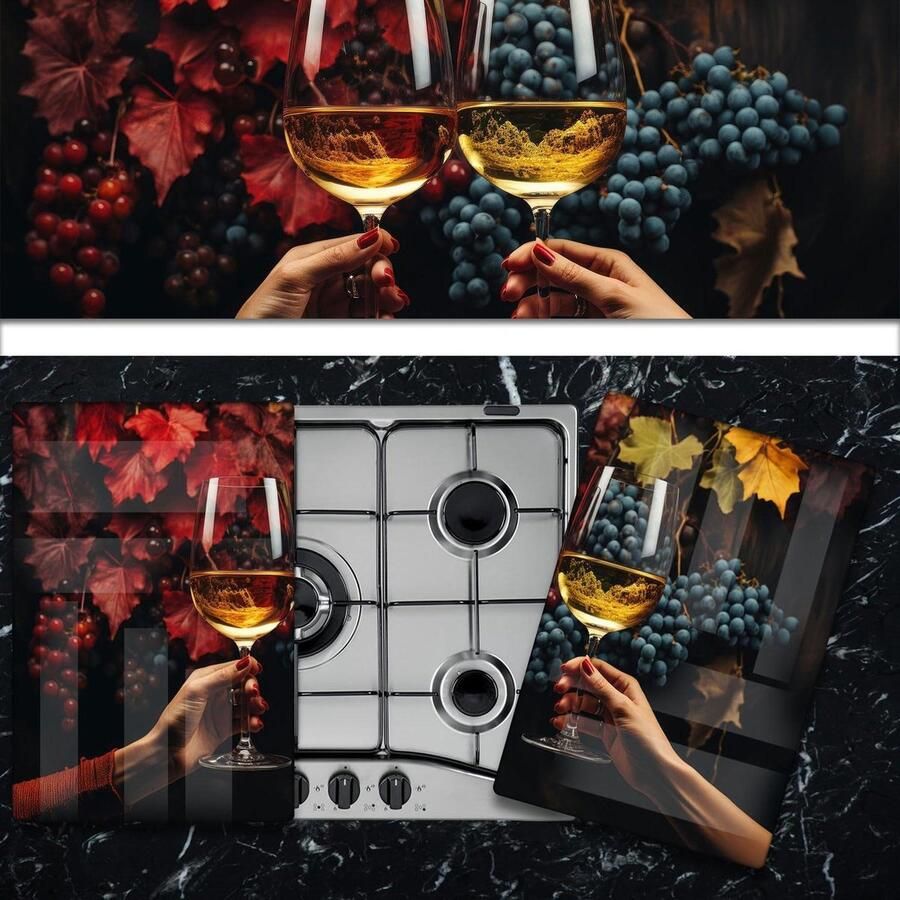 Afdekplaten Kookplaat Snijplank Glas Keuken Beschermen Gehard Glas 52 x 60 cm Zwart