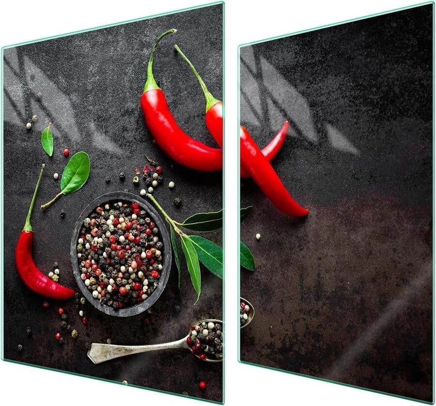Fornuis Afdekplaten Werkplaten Keuken Beschermen Gehard Glas 70x52 cm Chili