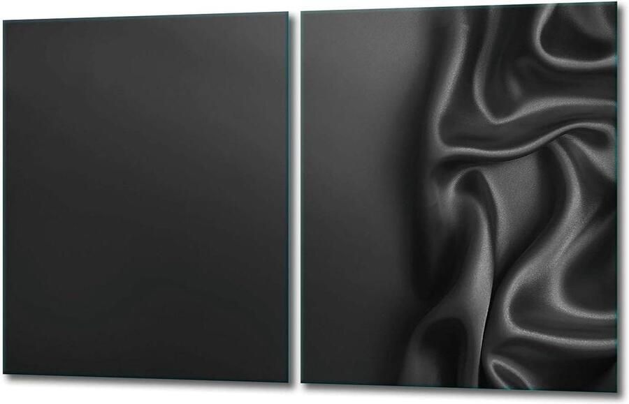 Afdekplaten Set Kookplaat Beschermers Werkblad Creëren Gehard Glas 2x 40x52 cm Zwart
