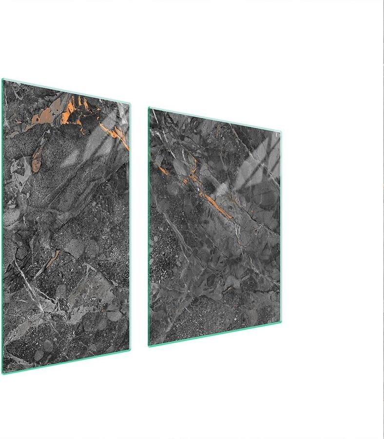 Afdekplaten Set Kookplaat Deksel Keuken Beschermen Gehard Glas 90 x 52 cm Marmer