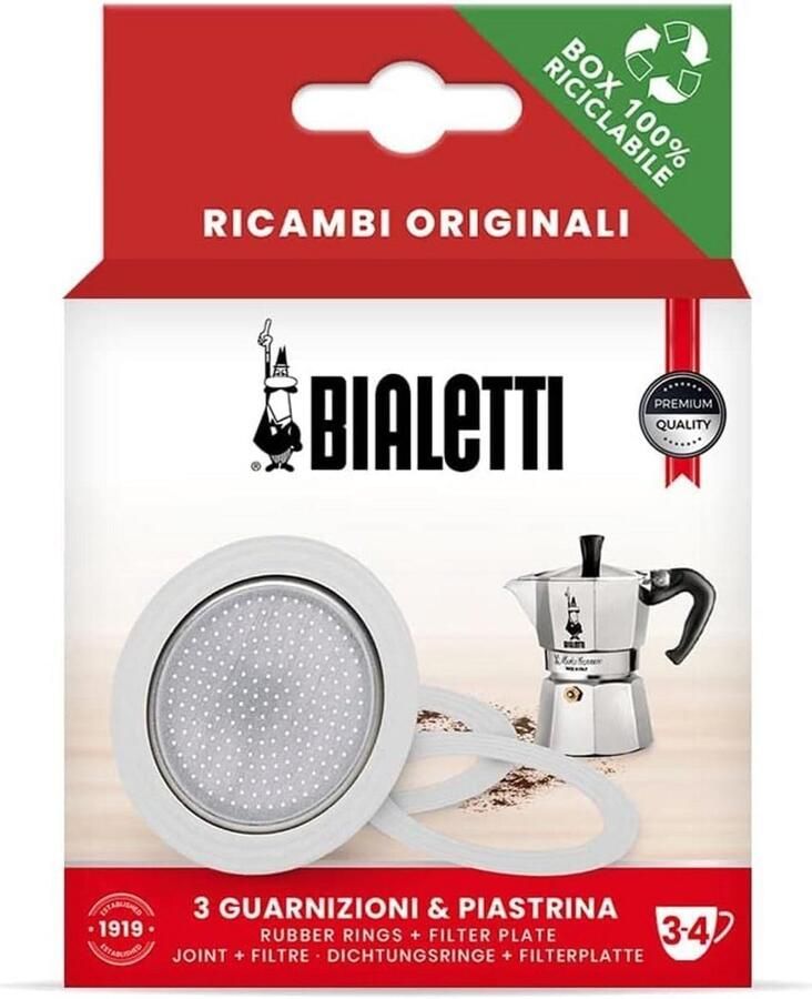 Afdichting voor roestvrijstalen espressomachine voor 3 kopjes Set van 3 afdichtingen en zeef