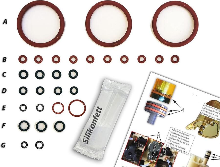 Afdichtingen set voor koffiemachines XL onderhoudsset incl. siliconenvet