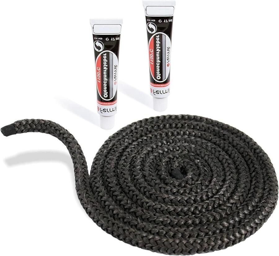 Afdichtingskoord Glasvezel tape Oven reparatie Hittebestendig tot 550°C 2 meter Zwart