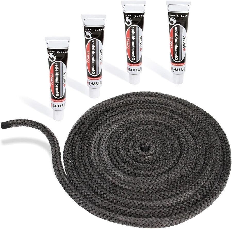 Afdichtingskoord Haard Glasband Oven Dichtmaken Hittebestendig 550°C 12 mm x 4 m Zwart