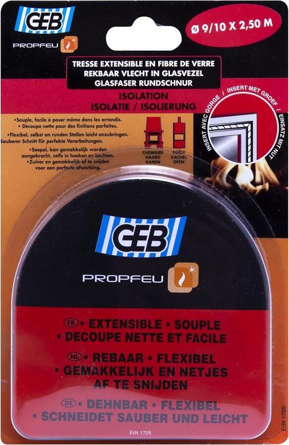 Afdichtingskoord Isolatie Touw Oven Deur Reparatie Hittebestendig Grafiet 10mm Diameter 3m Transparant