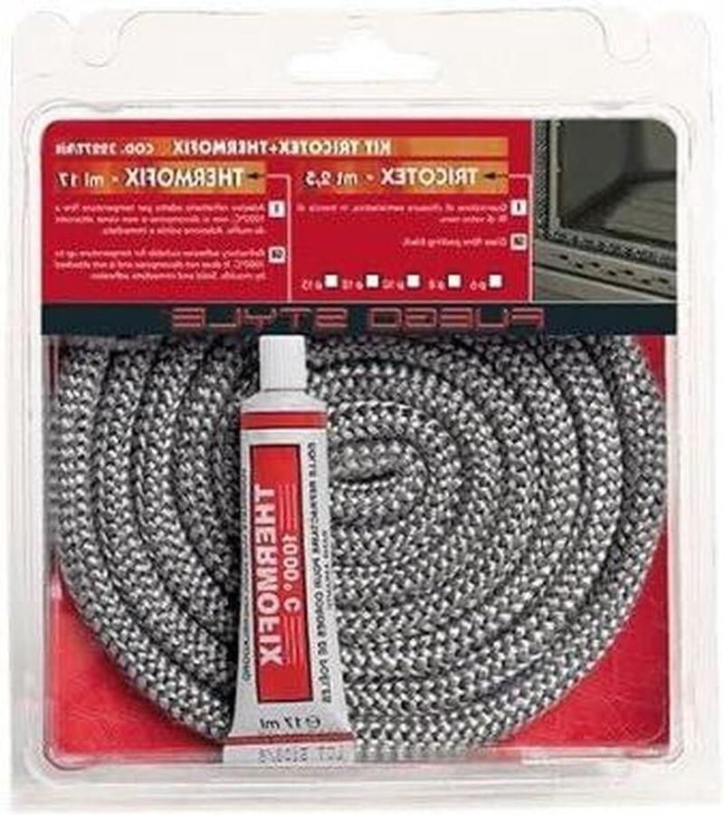 Afdichtingsset Kachelkoord Reparatieset Glasvezelkoord Oven Deur Dichten Hittebestendige Lijm 8 mm 2.5 m Zwart