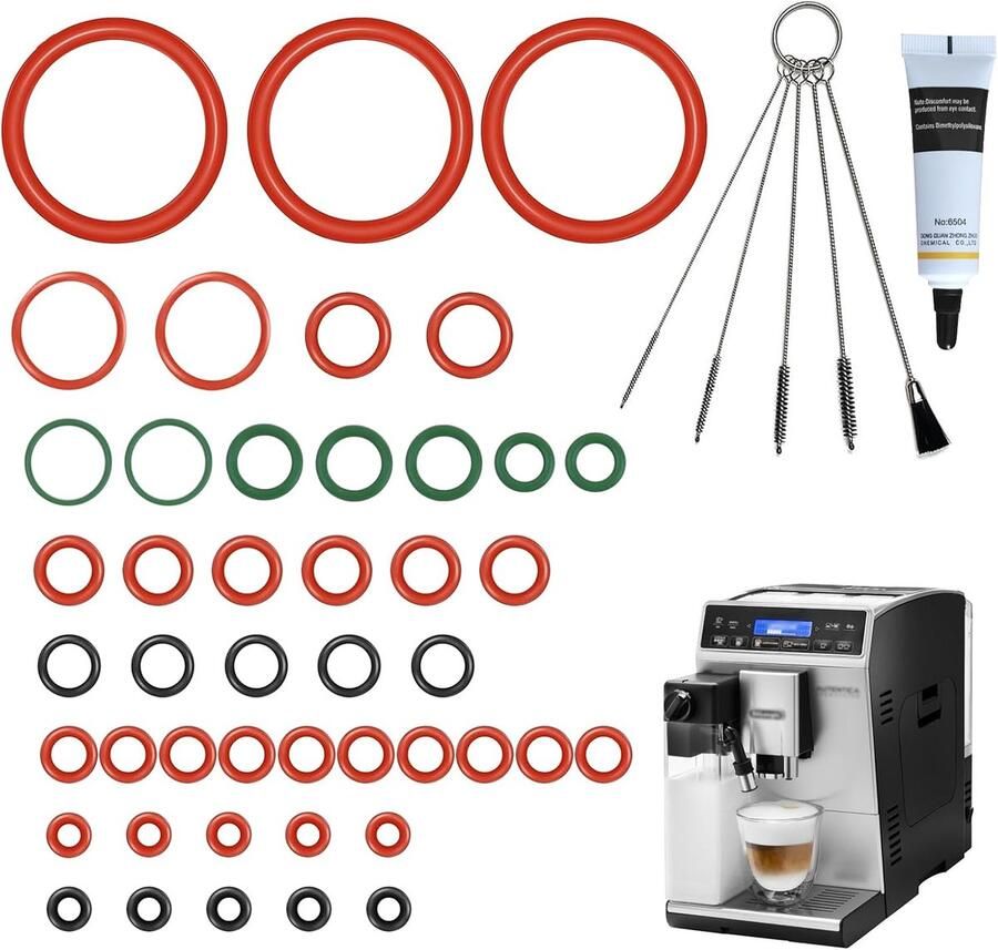 Afdichtingsset Koffiemachine O-ring Onderhoudsset Koffiezetapparaat Reparatie 45 Delen 11 Maten Incl. Vet Borstels Wit