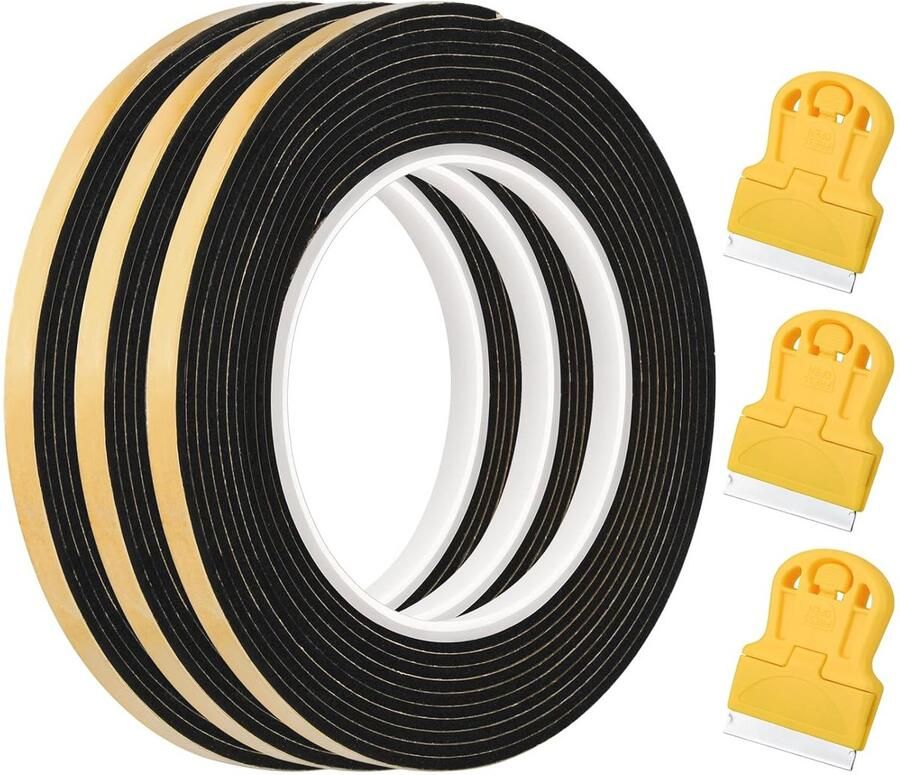 Afdichtingstape 3 m met kleine schraper voor keramische kookplaat 7 mm x 2 mm montageband (3 stuks)