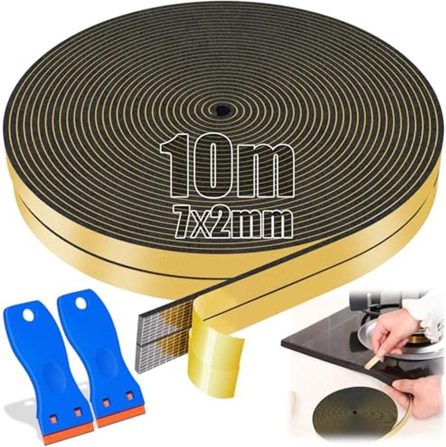 Afdichtingstape voor Kookplaat en Gootsteen Zelfklevend Schuimrubber 10m x 7mm