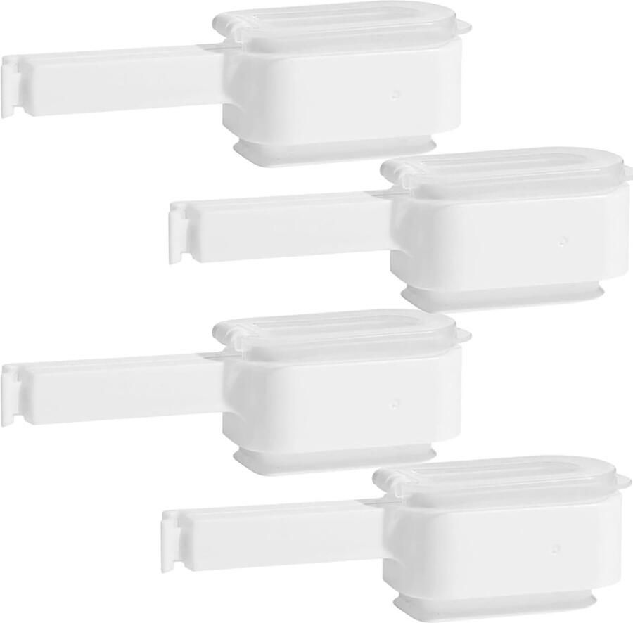 Afdichtklemmen voor voedselopslag met doseeropening set van 4 herbruikbare verse clips voor levensmiddelen en dierenvoeding wit